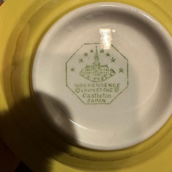 Vintage Independence Ironstone Octagonal Yellow Fruit Bowl Set - Picture 3 of 5